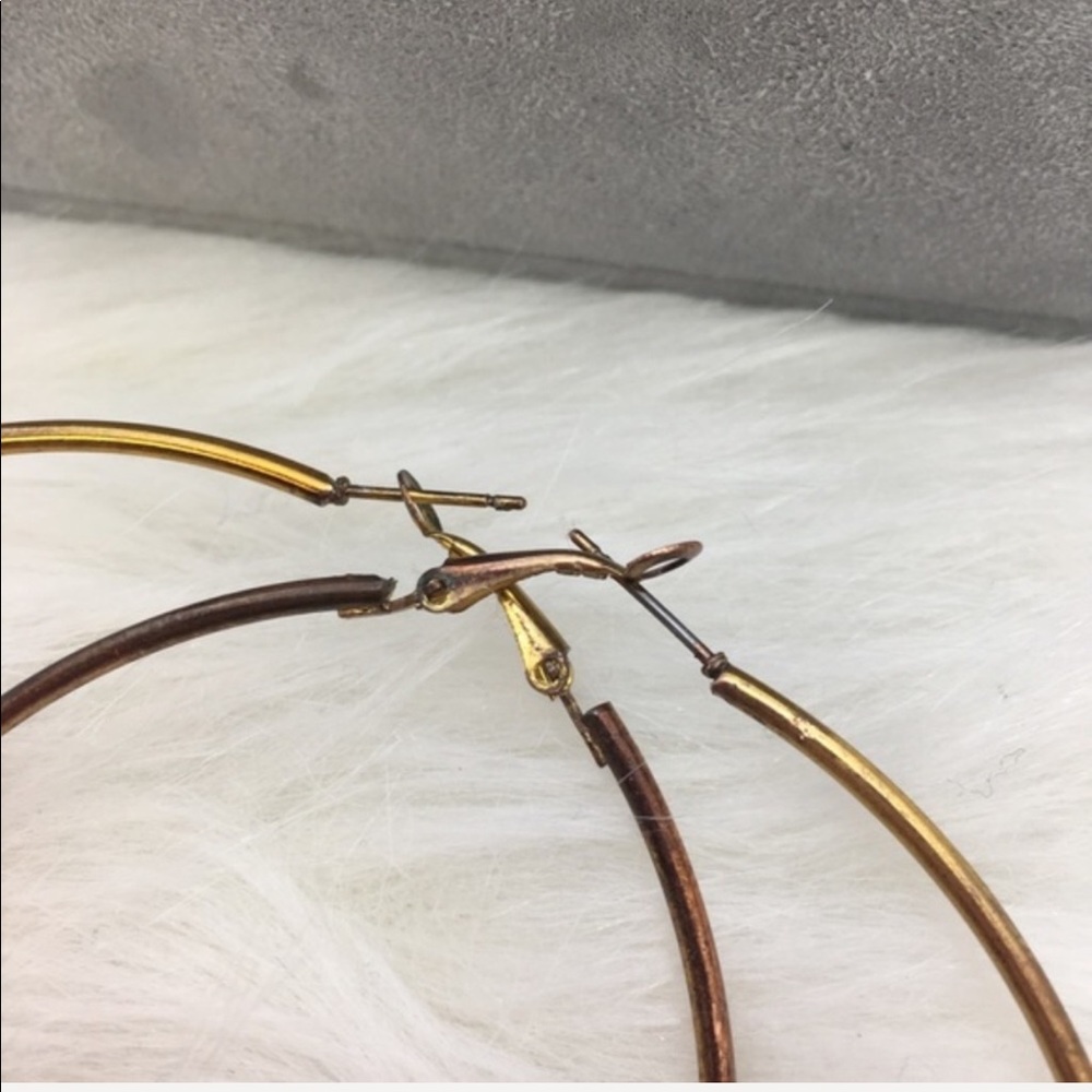 Vintage Gold Tone Oversized Hoop Earrings - Picture 5 of 6